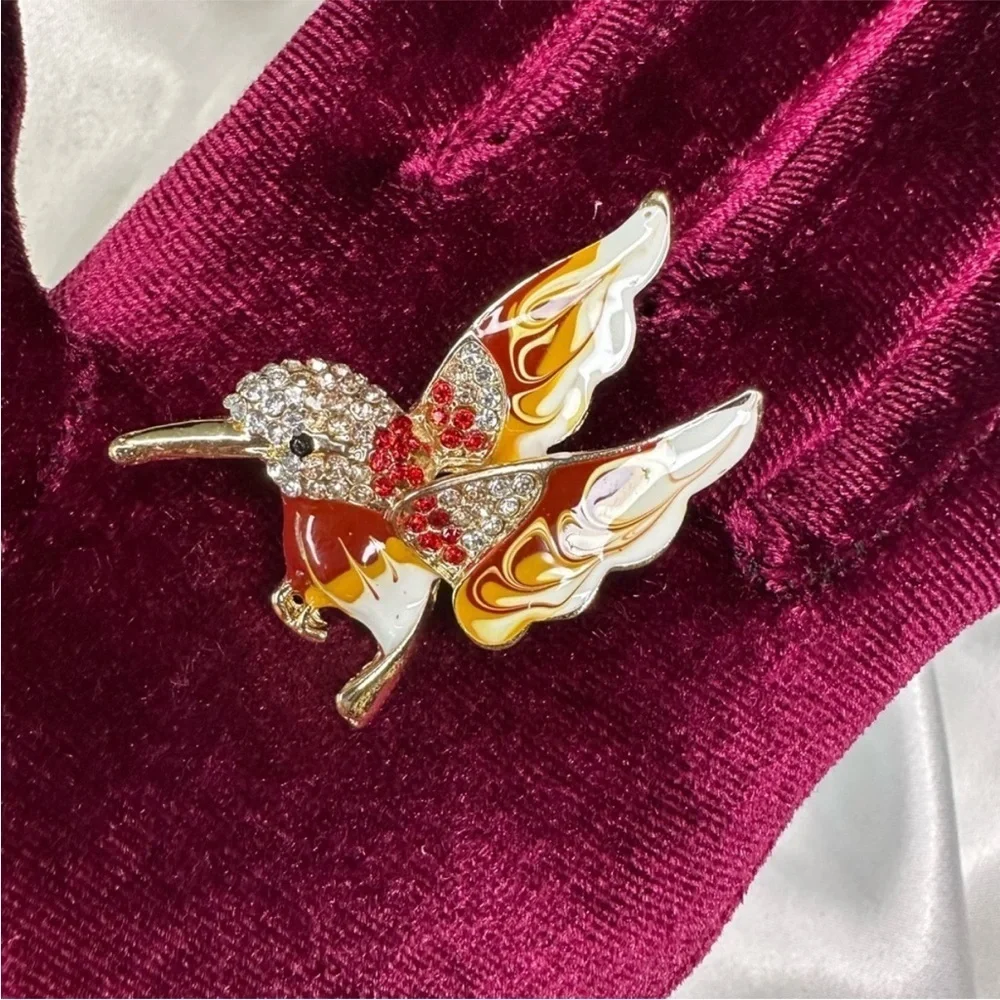Anthropologie Multicolor Hummingbird Brooch